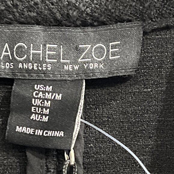 Rachel Zoe Blazer Womens M Black Textured Knit Jacket Ruched Sleeves Open Front - Picture 4 of 7